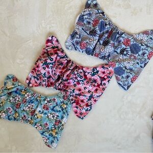 Mama Koala succulent bird floral flower cloth diaper covers and inserts set of 3
